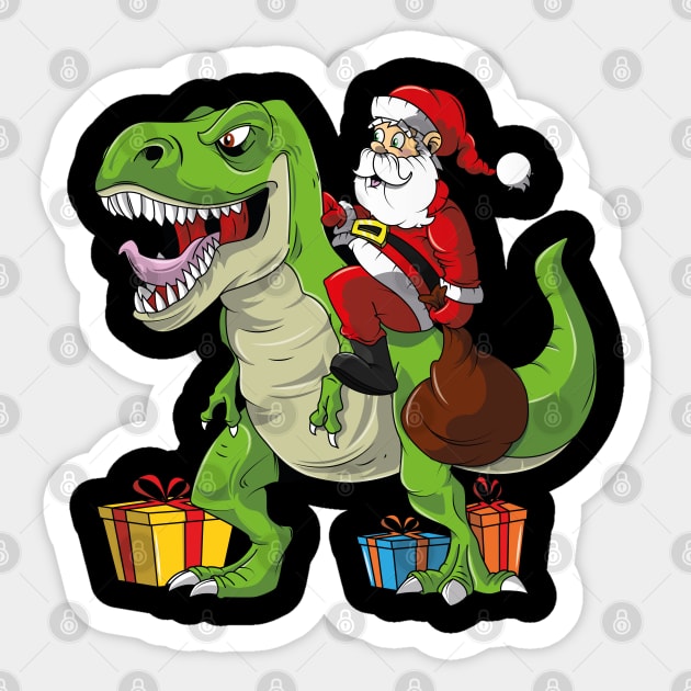 Santa Riding A T-Rex Funny Christmas Sticker by trendingoriginals